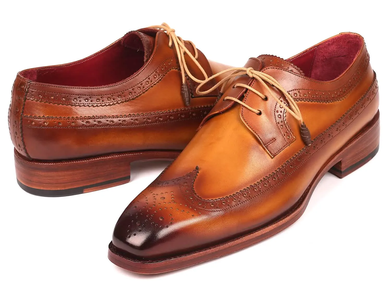 Handcrafted Camel Wingtip Derby Shoes with Eco-Friendly Goodyear Welt Construction