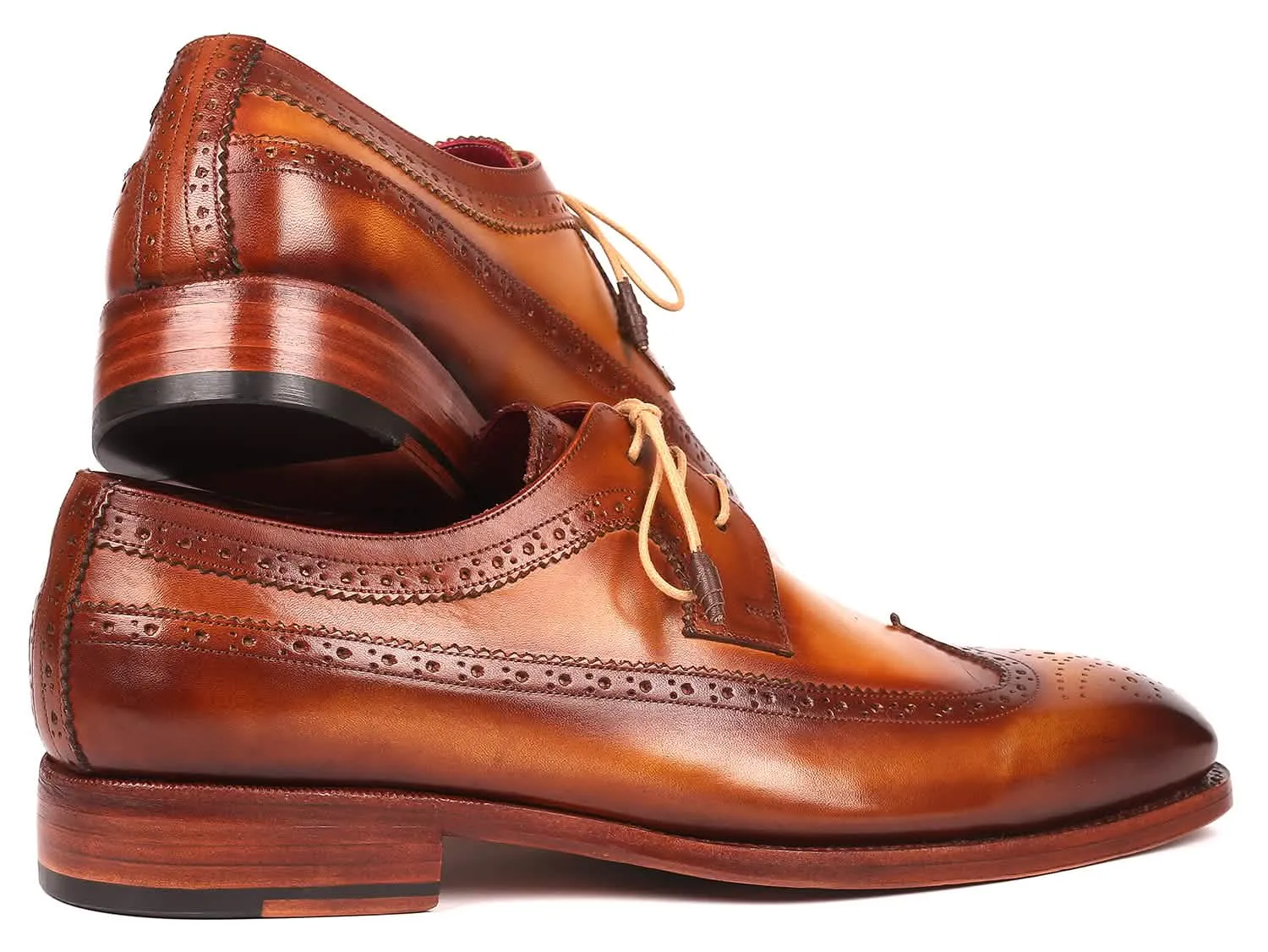 Handcrafted Camel Wingtip Derby Shoes with Eco-Friendly Goodyear Welt Construction