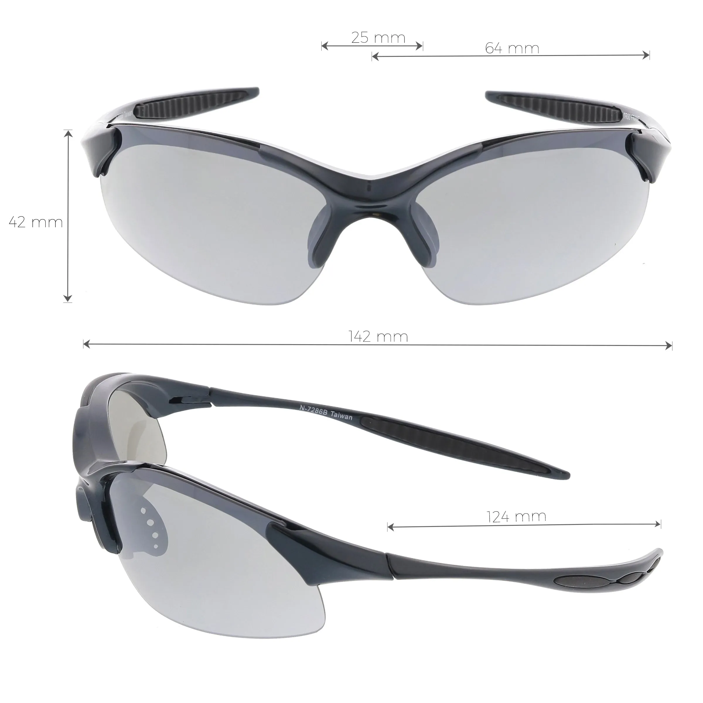 High Performance TR-90 Sports Shield Mirrored Lens Sunglasses C804