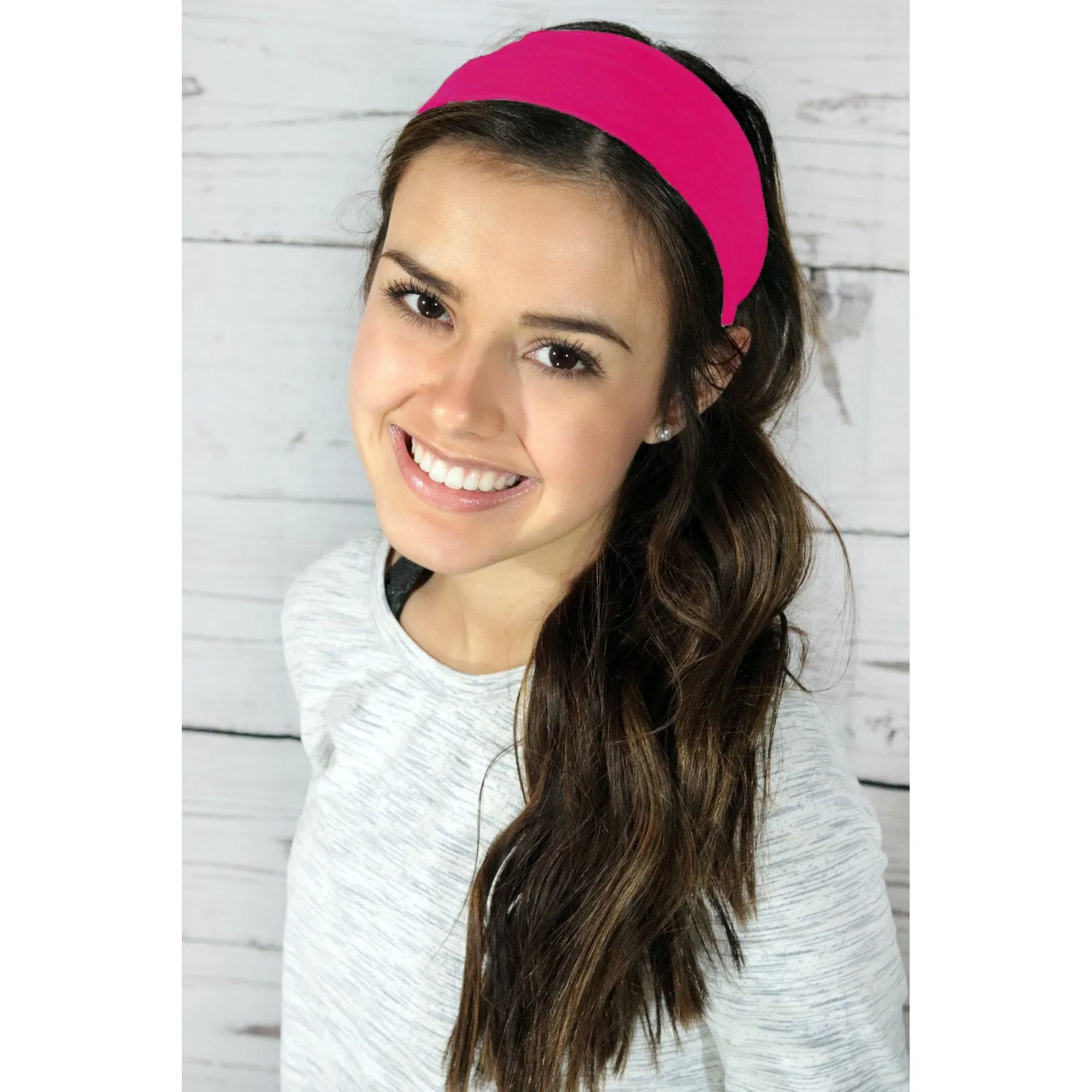 Hot Pink Cotton Headbands - 12 Pack