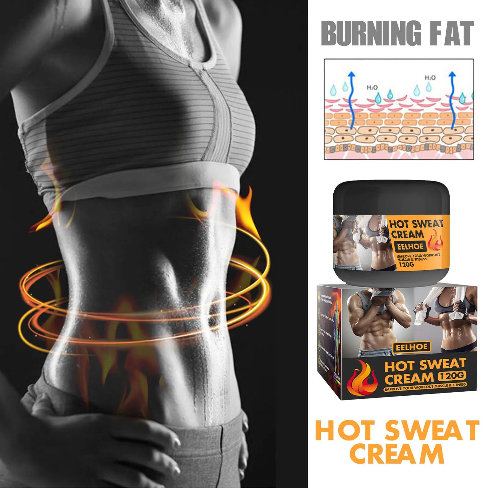 Hot Sweat Cream Burn Calories Tighten Abdominal Muscles Slimming Cream