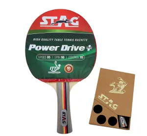 Iconic Power Drive Plus (Wooden Case) Advanced Series Table Tennis (T.T) Racket| Pro Performance Training T.T Racquet| Premium ITTF Approved Rubber| Custom Designed Comfortable Ergonomic Grip Paddle