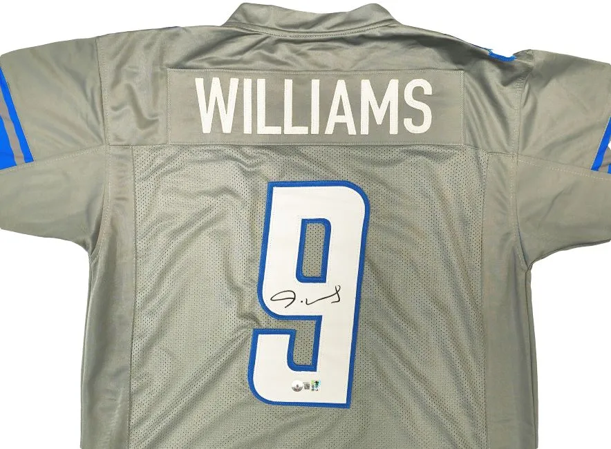 Jameson Williams Detroit Signed Gray Football Jersey BAS