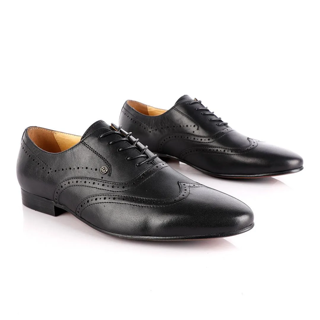 John Foster Black Oxford Lace Up Brogue Shoe