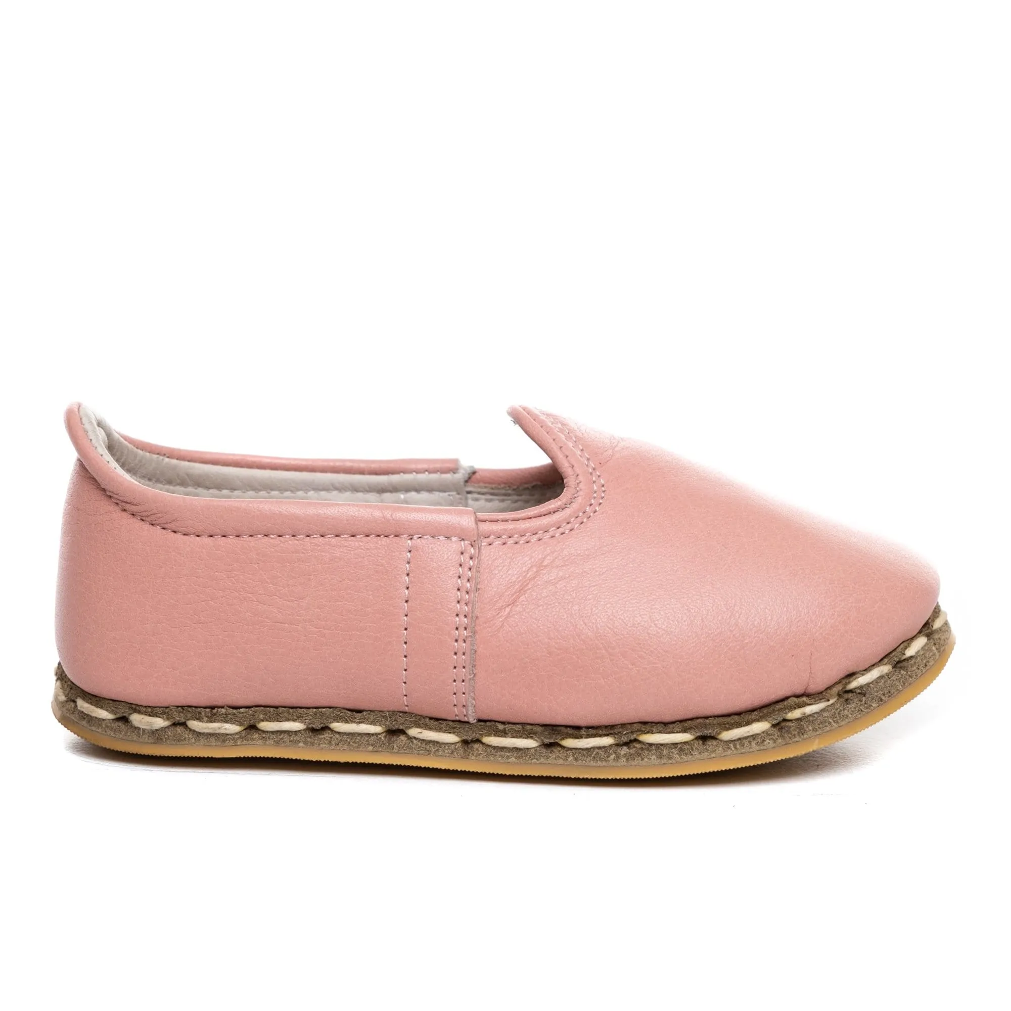 Kids Powder Pink Leather Shoes