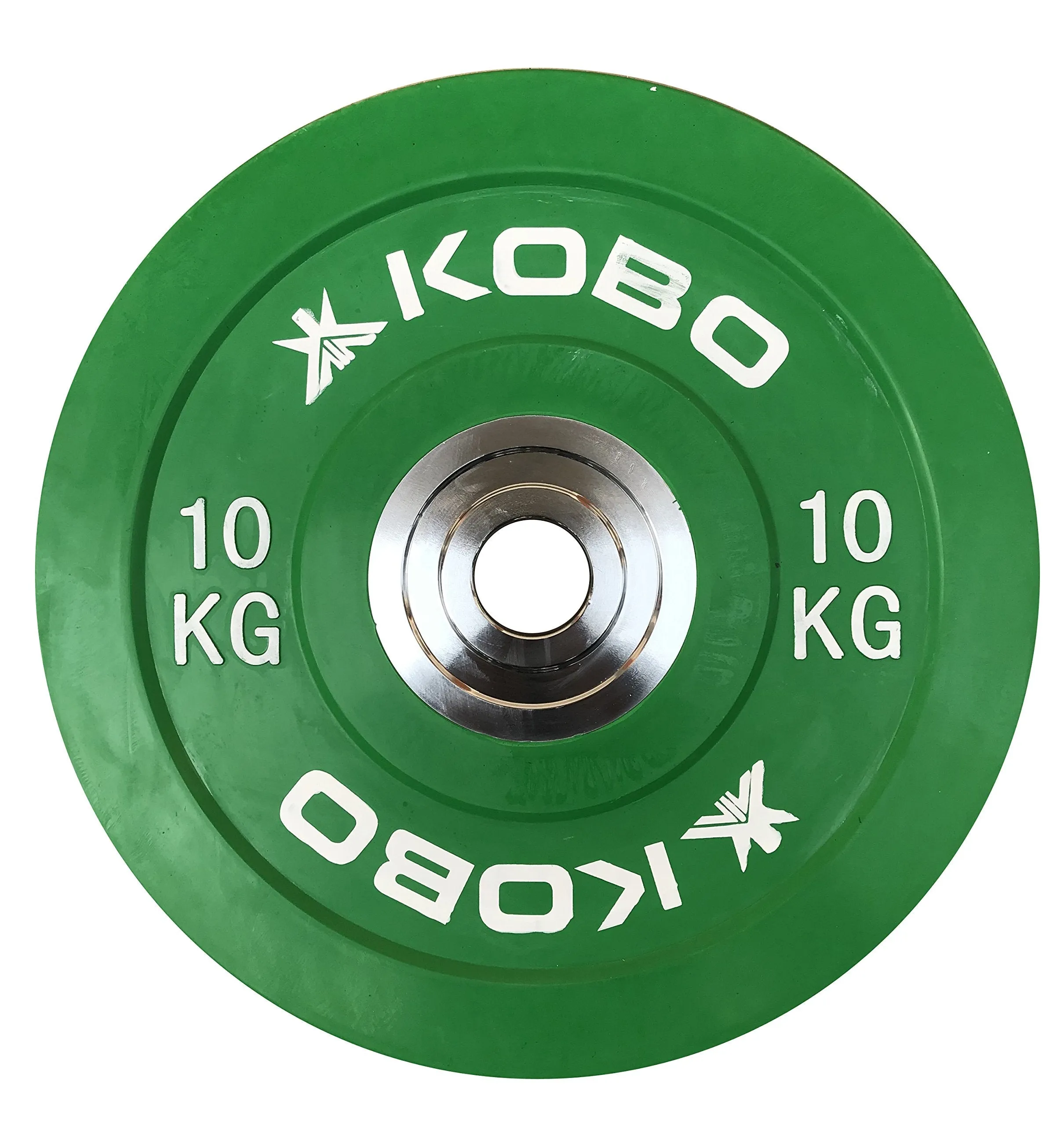 Kobo 10 Kg (51 mm) Bumper Plates Competition Level Olympic Barbell Bar Weight Plate with Machined Steel Collar Elite (Imported) - Sold in Pairs (10 Kg x 2 = 20 Kg)