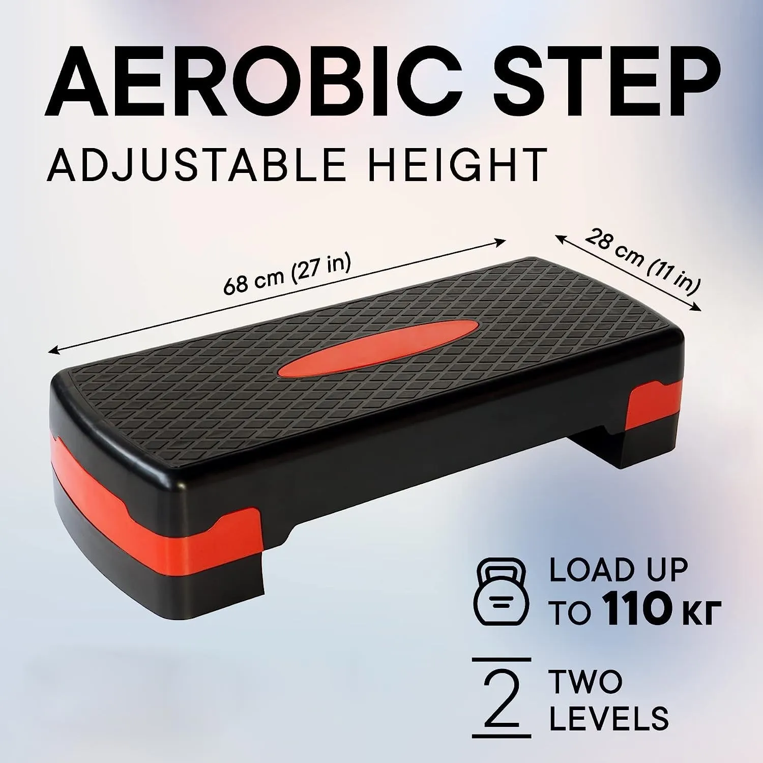 Kuber Industries Adjustable Aerobic Stepper For Gym, Yoga, Home (Black & Red)