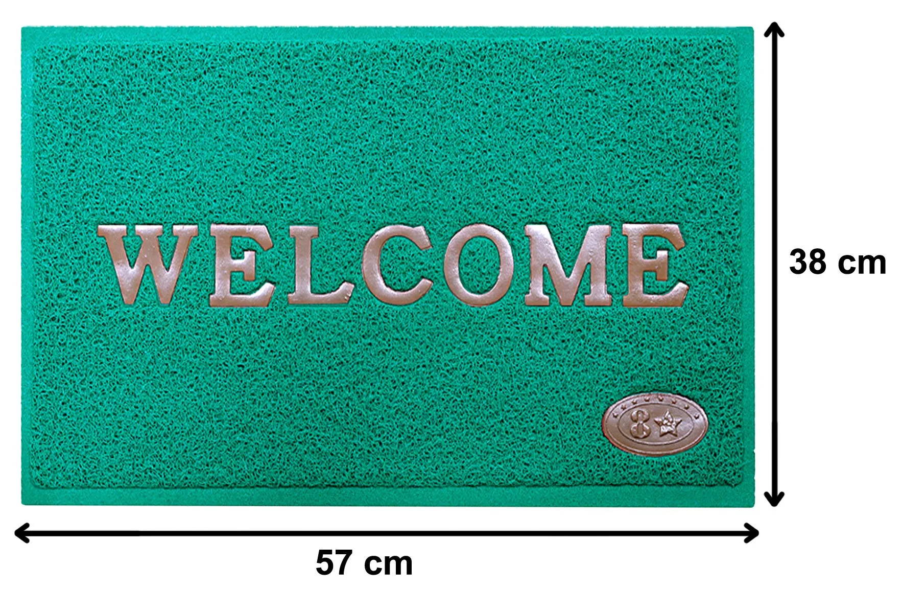 Kuber Industries Rubber Anti Slip Welcome Door Mat for Home Entrance, Office, Shop (Green)-Pack of 2-KUBMART15370