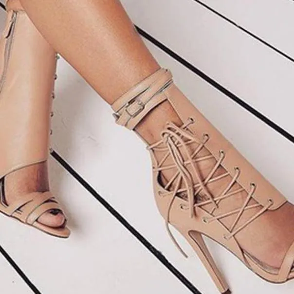 Lace Up High Heel Sandals