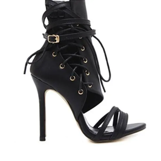 Lace Up High Heel Sandals