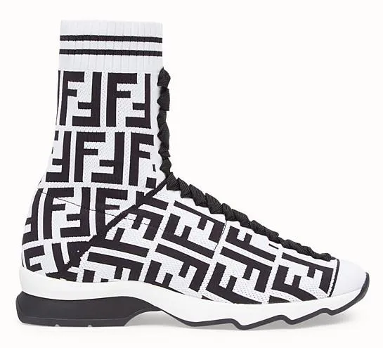 Logo Fabric Sneaker Boots, White