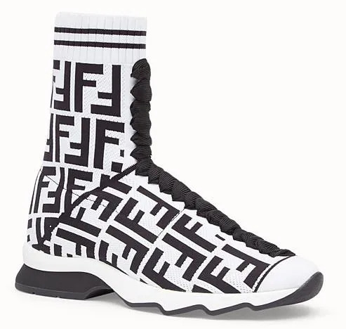 Logo Fabric Sneaker Boots, White