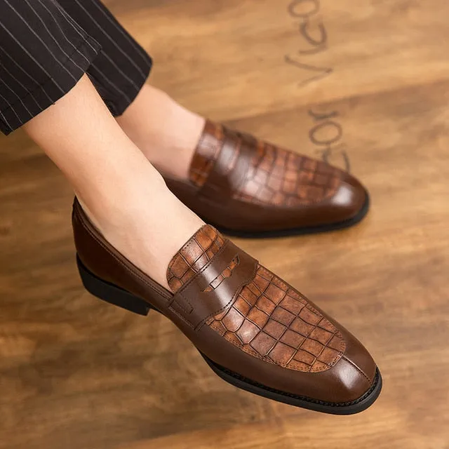 Luxurious Crocodile Skin Leather Loafers Shoes