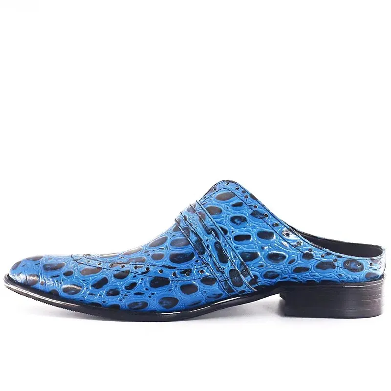 Luxury Blue Animal Print Mules Shoes