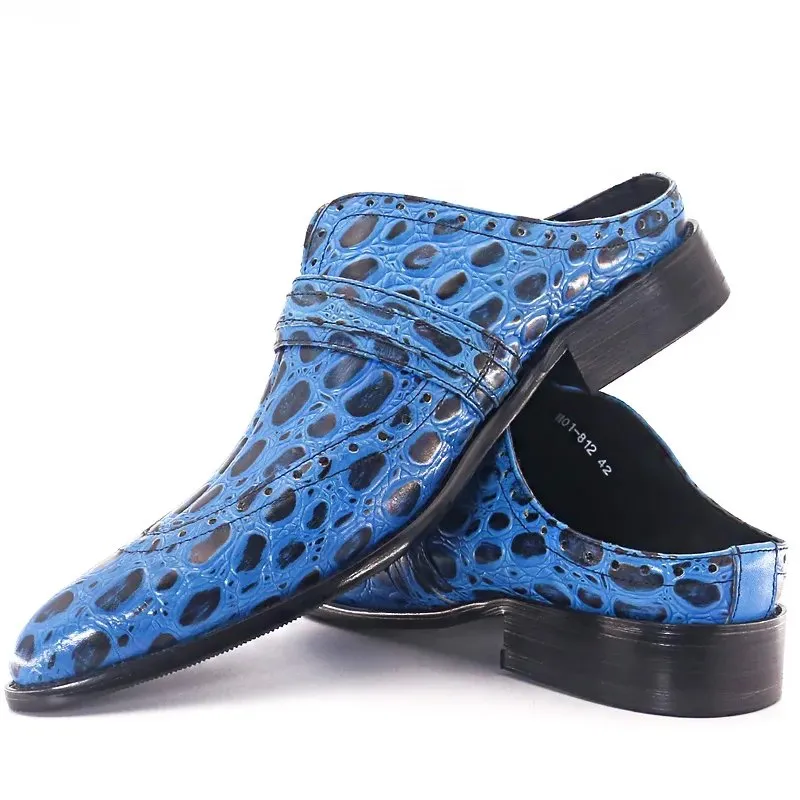 Luxury Blue Animal Print Mules Shoes