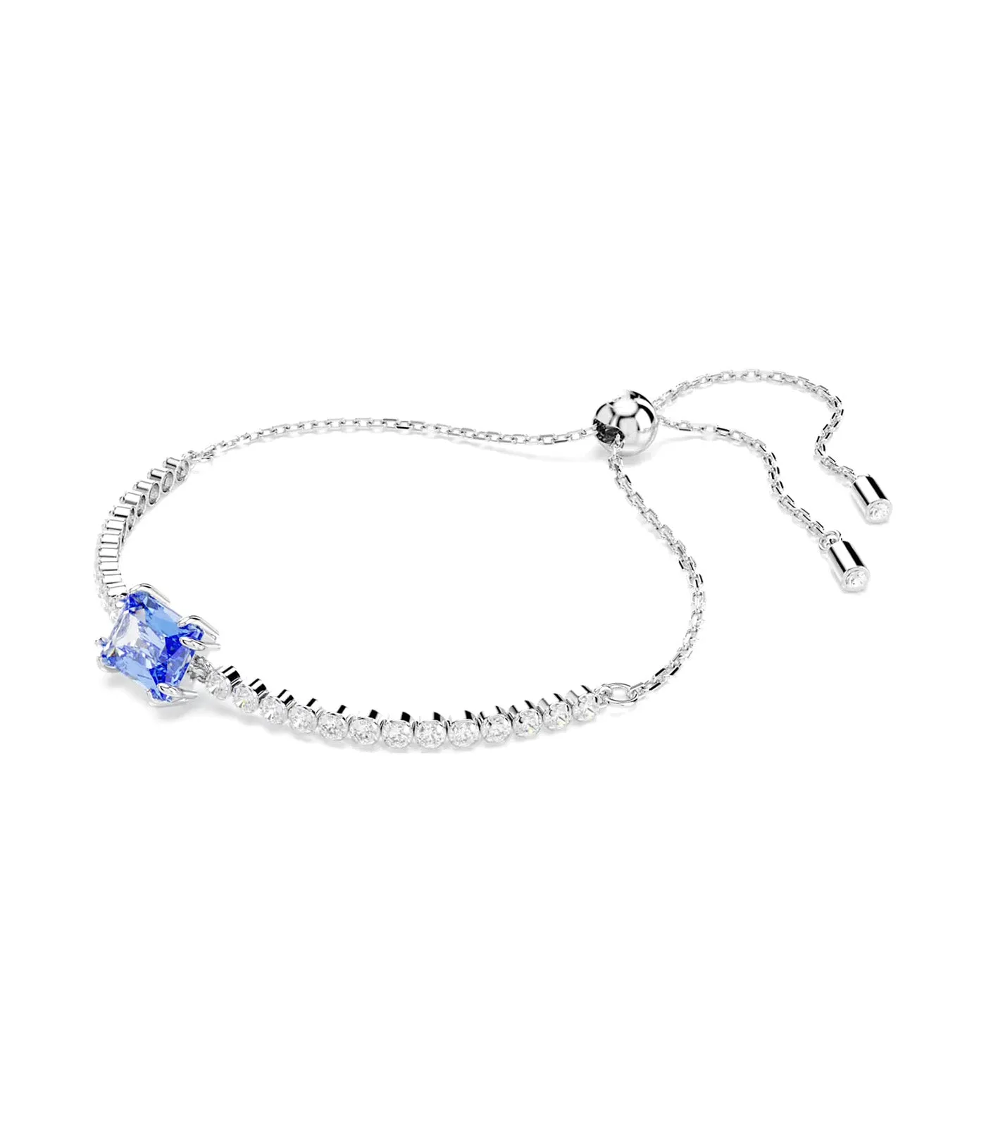 Matrix Tennis Bracelet Mixed Cuts, Blue, Rhodium Plated