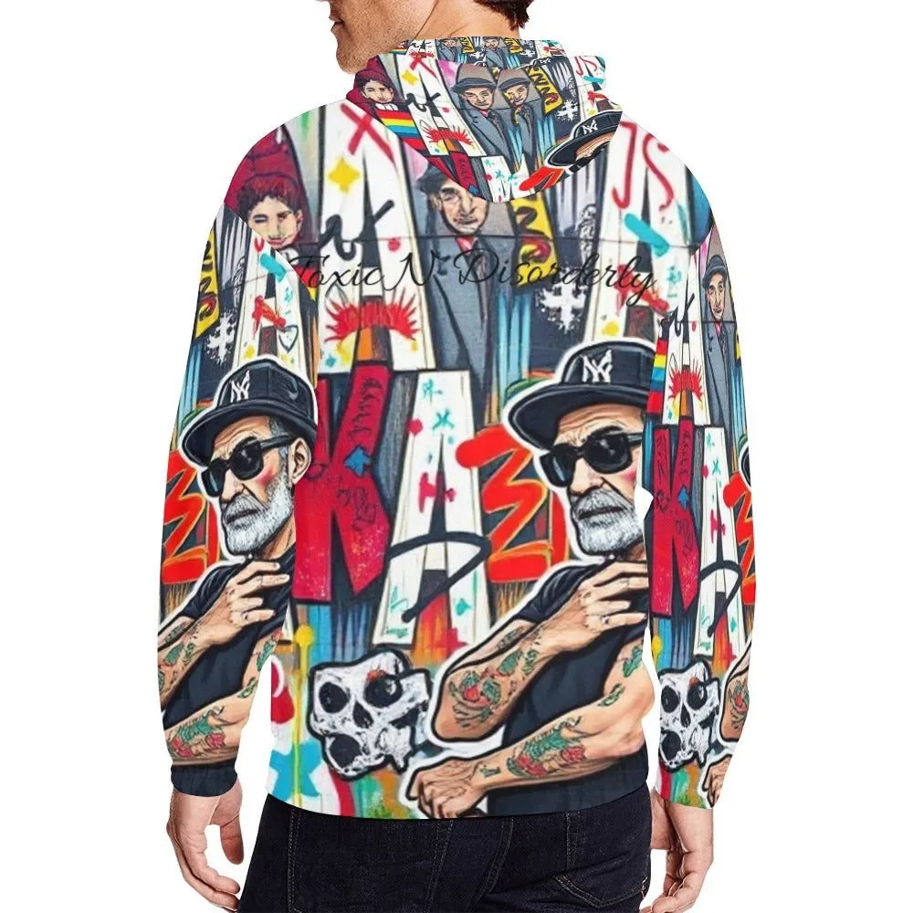 Men's All Over Print Full Zip Hoodie-One of a kind sweater Best LA Graffiti Art