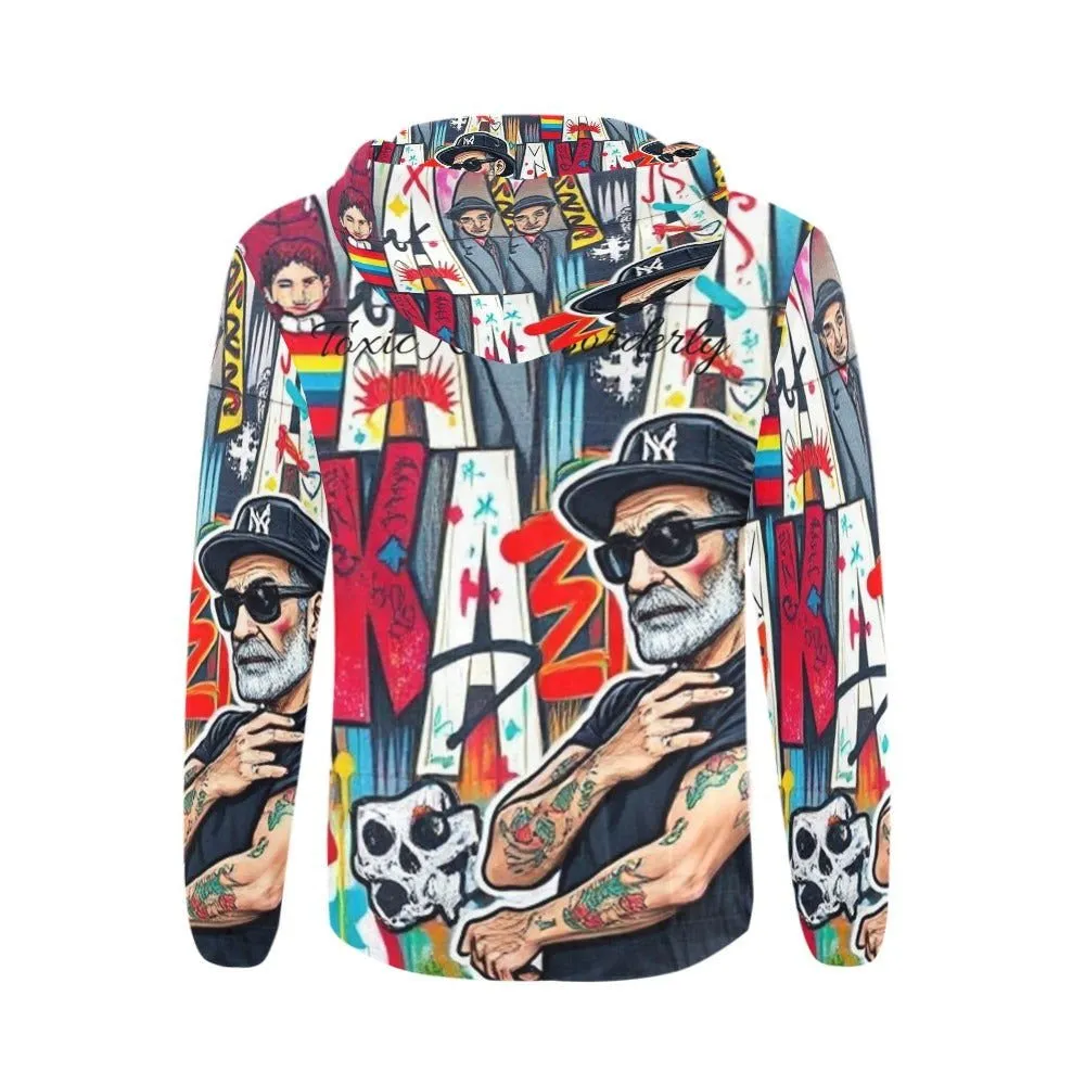 Men's All Over Print Full Zip Hoodie-One of a kind sweater Best LA Graffiti Art