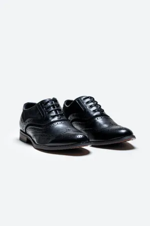 Men's Lace Up Oxford Brogue Dress Shoes - Russel - Black