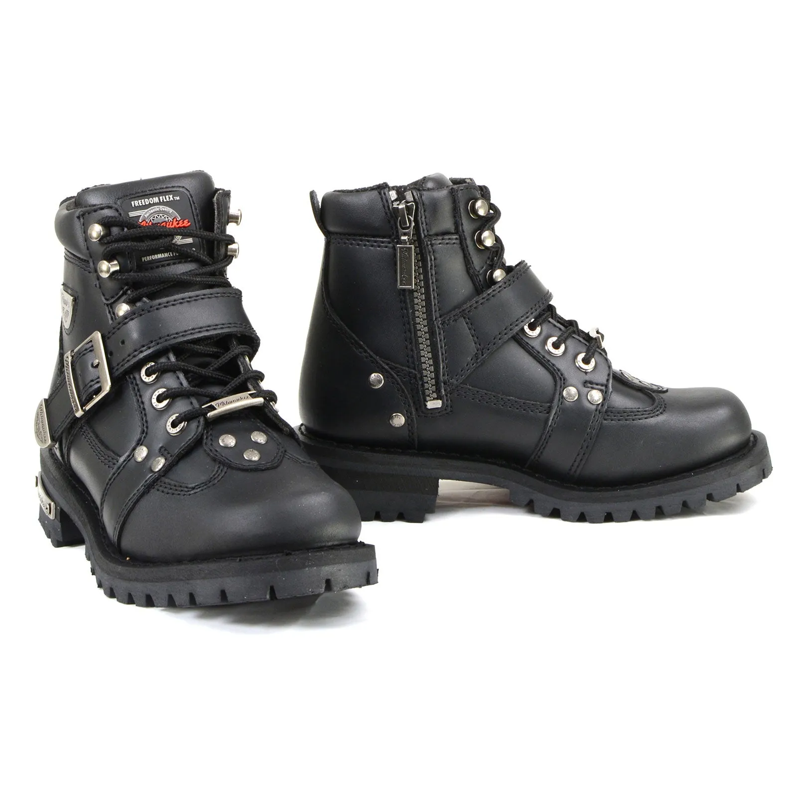 Milwaukee Motorcycle Clothing Company MB233 Road Captain Leather Women's Black Motorcycle Boots