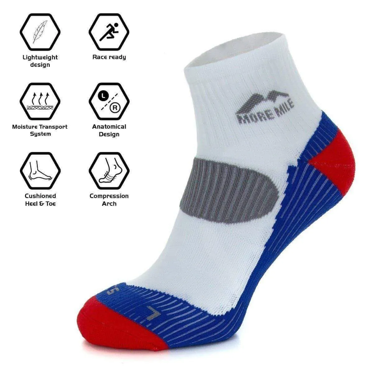 More Mile London (5 Pack) Mens Running Socks - Multi