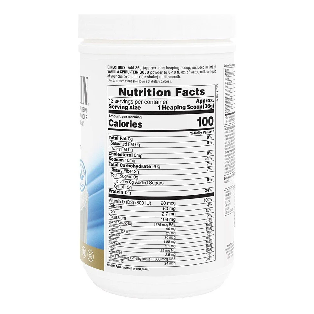 Nature's Plus Spiru-Tein (Spirutein) GOLD-Vanilla 1.03 lbs Powder