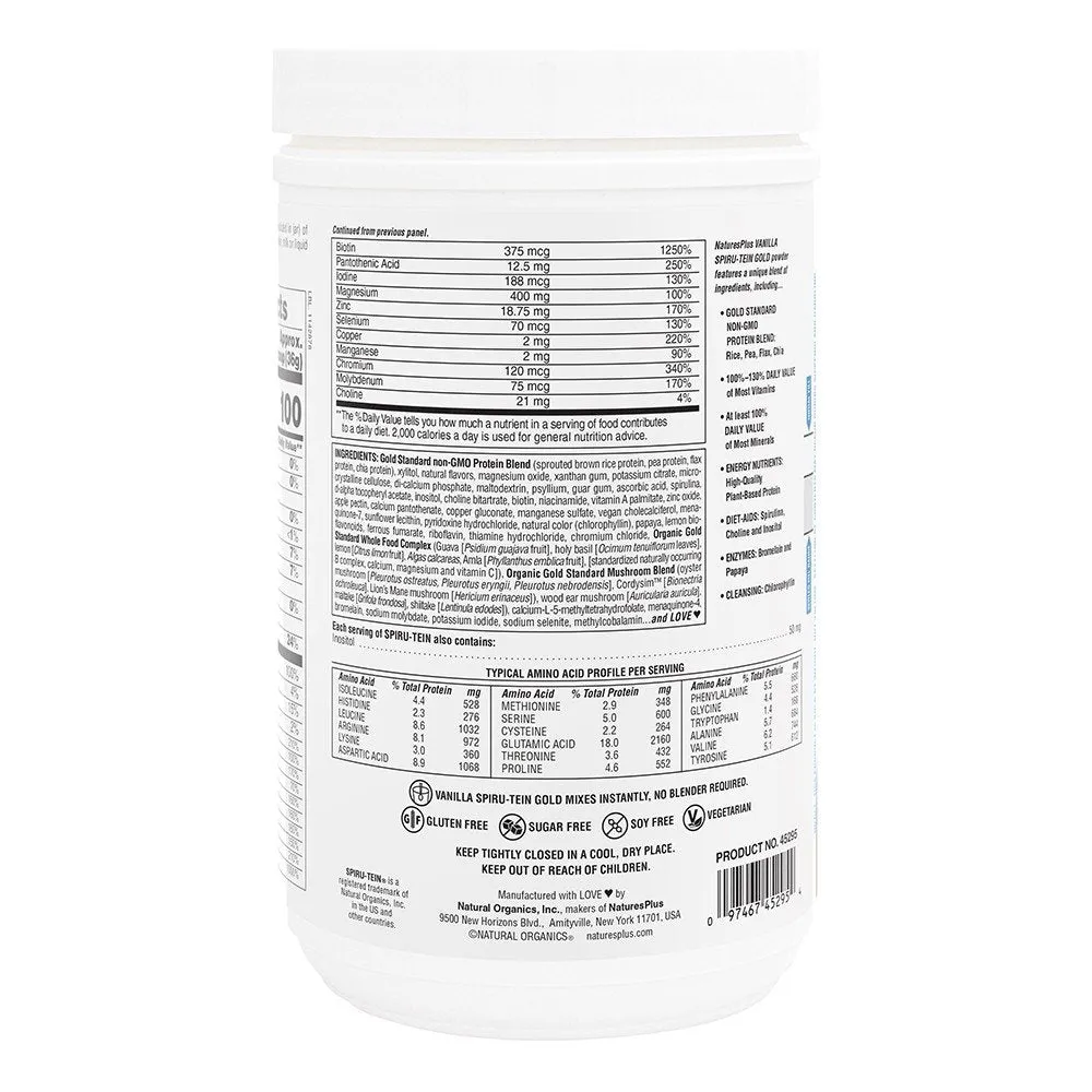 Nature's Plus Spiru-Tein (Spirutein) GOLD-Vanilla 1.03 lbs Powder