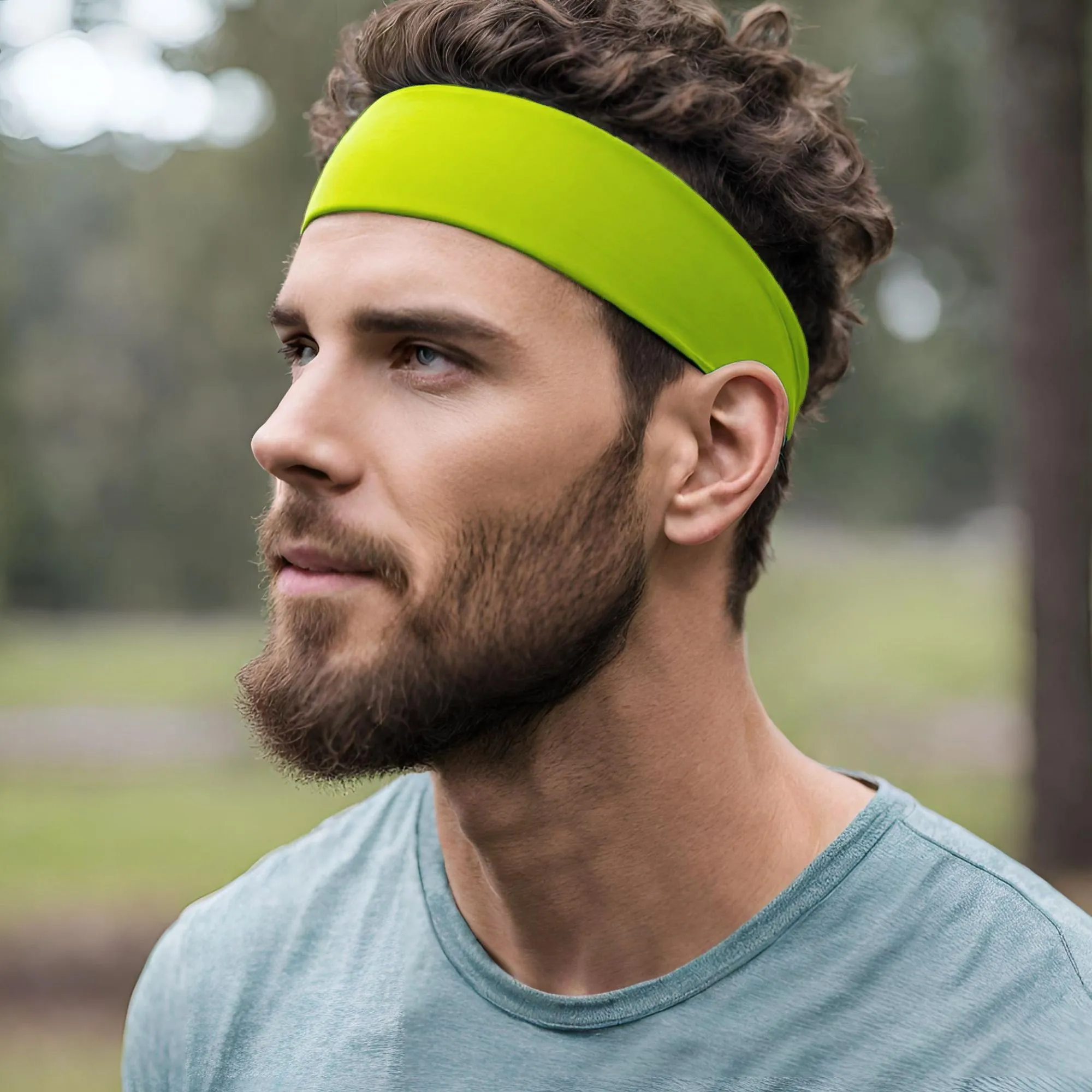 Neon Yellow Cotton Headbands - 12 Pack