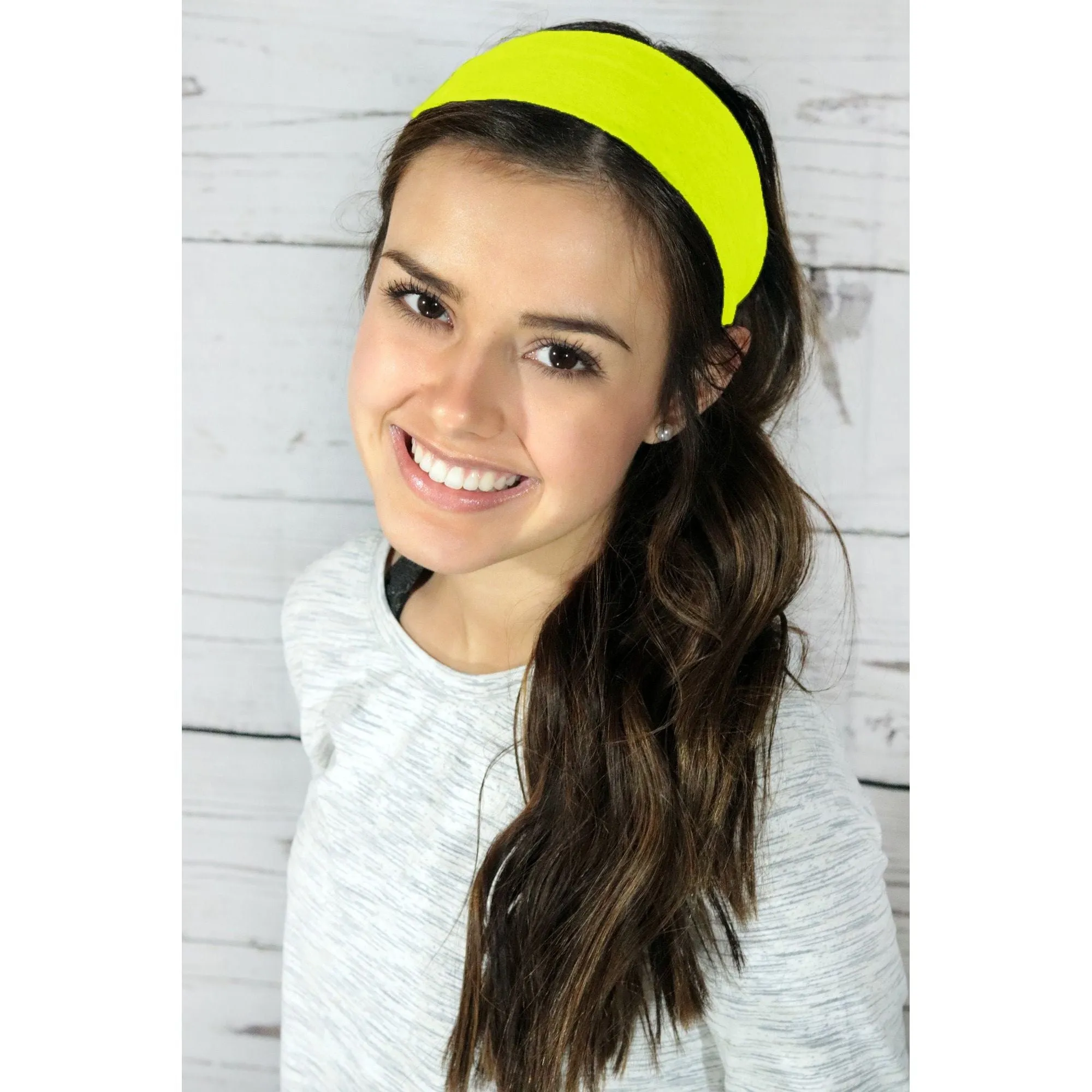 Neon Yellow Cotton Headbands - 12 Pack