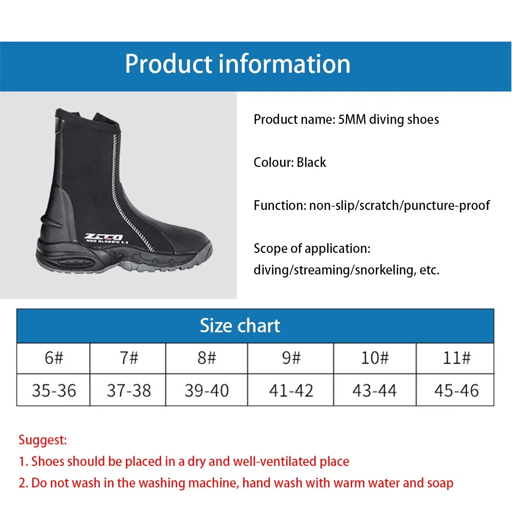 Neoprene Dive Boots 5MM Surf Scuba Diving Swimming Shoes Windsurf Underwater Fishing Kitesurf Equipment Beach Snorkeling Shoes