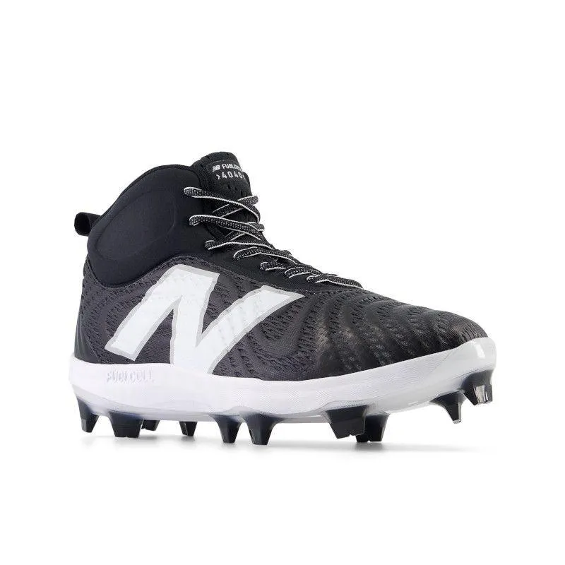 New Balance Men's FuelCell 4040 V7 Mid-Molded Baseball Cleats - Black / Optic White - PM4040K7