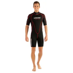 Open Box Cressi 2.5mm Man Tortuga One-Piece Shorty Wetsuit - Black/Red - X-Small