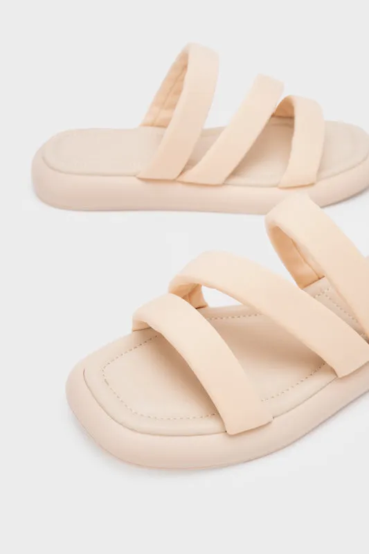 PADDED STRAPPY FLAT SLIDE