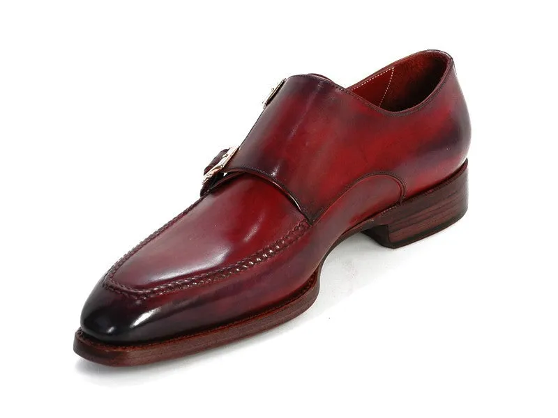 Paul Parkman Men's Double Monkstrap Shoes Black & Bordeaux