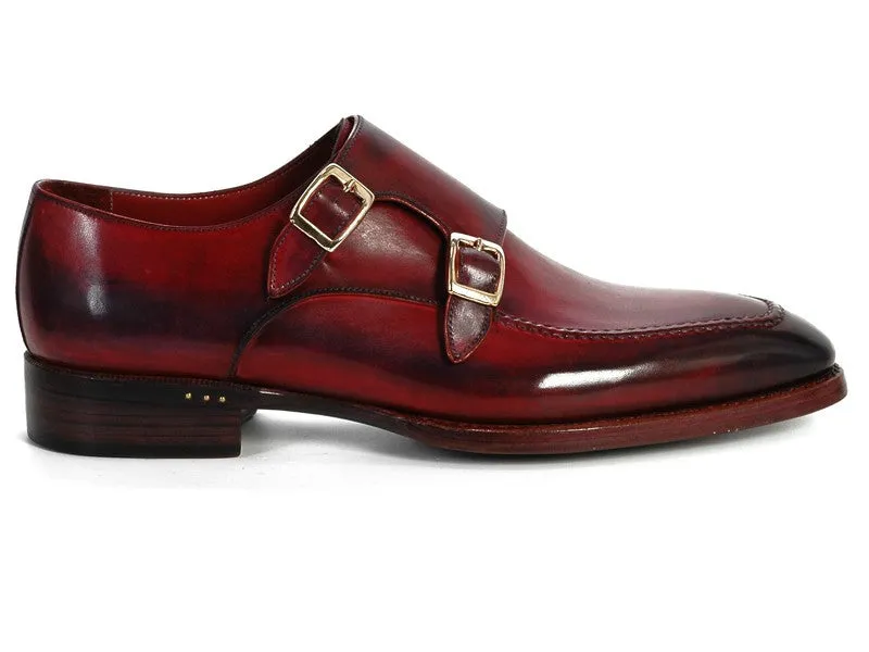 Paul Parkman Men's Double Monkstrap Shoes Black & Bordeaux