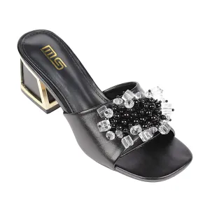 PEARL DECOR  BLOCK HEEL