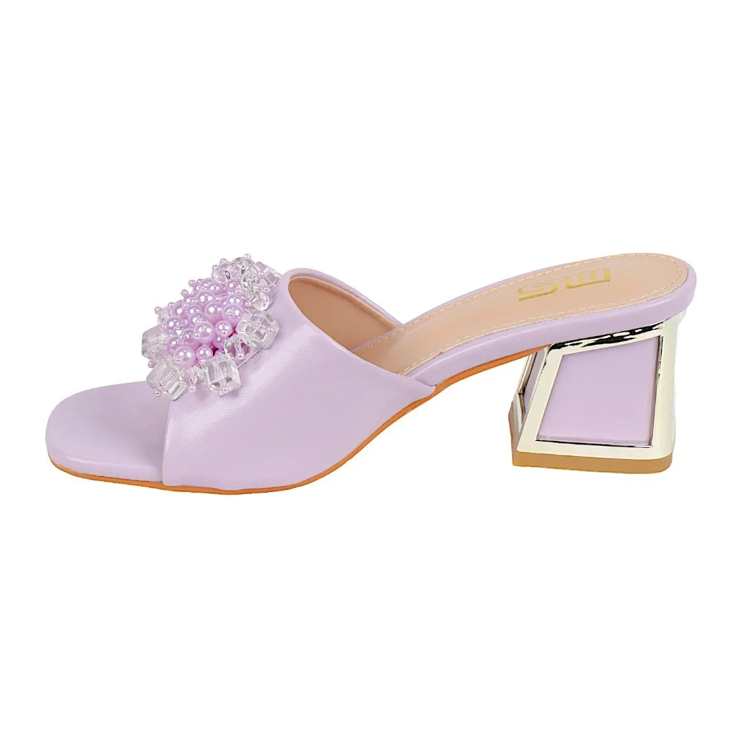 PEARL DECOR  BLOCK HEEL