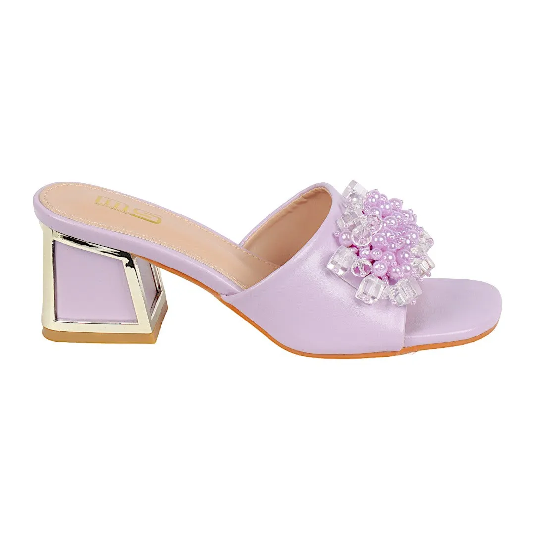 PEARL DECOR  BLOCK HEEL