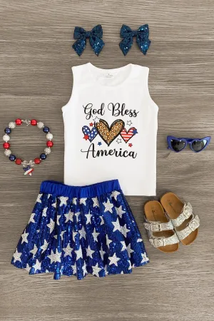 "God Bless America" Sequin Skirt Set