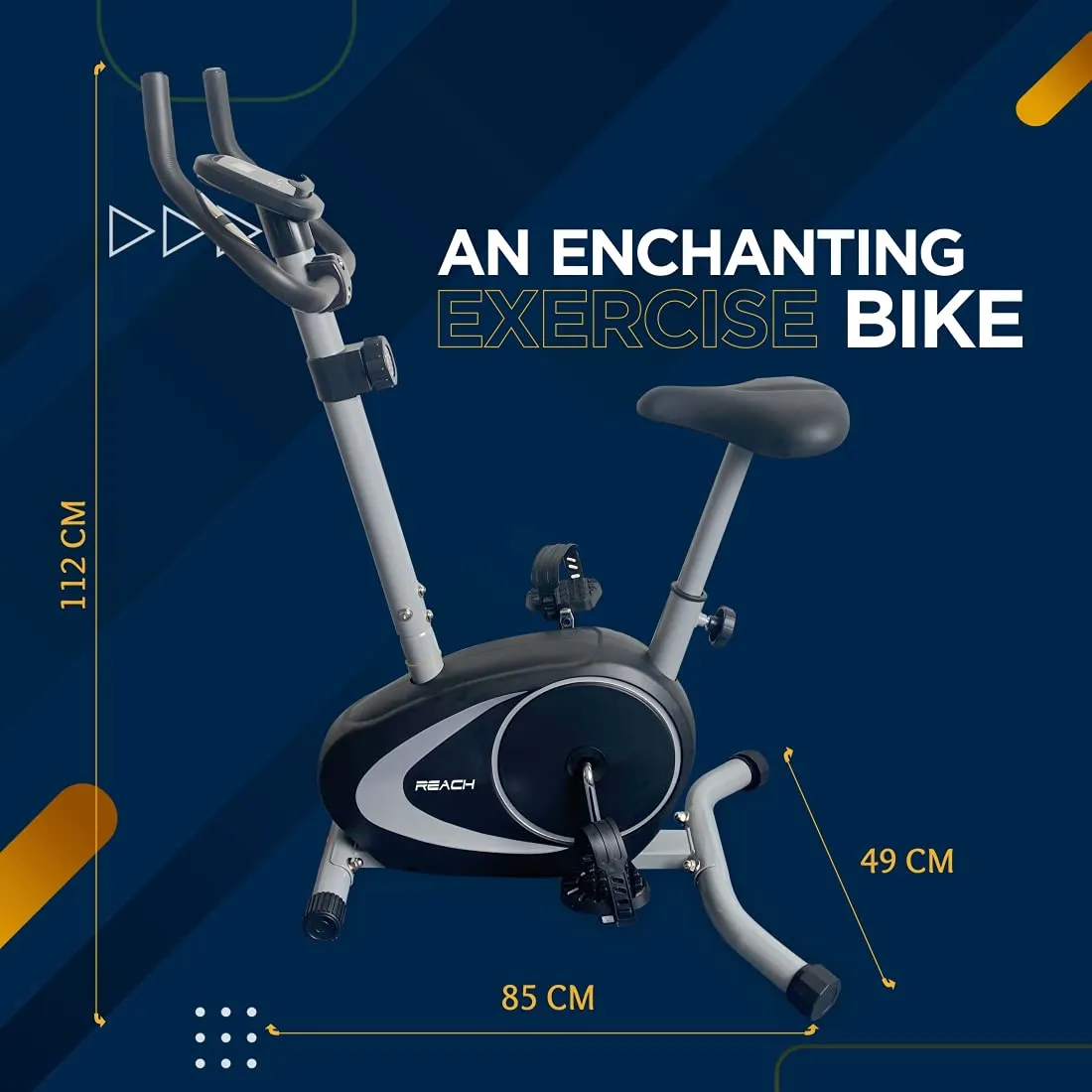 Reach B-202 Magnetic Exercise Cycle with 4 kg Flywheel | Upright Stationary Bike for Cardio & Fitness | Adjustable Magnetic Resistance with Cushioned Seat | LCD Screen | Max User Weight 100kg