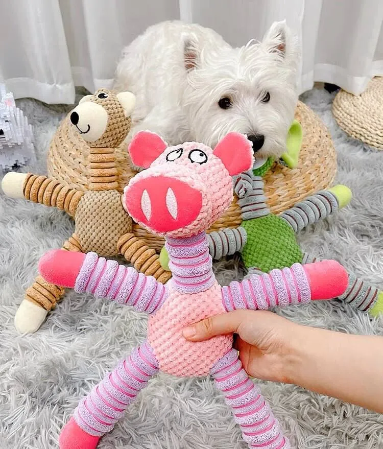 Soft Plush Squeaky Chew Dog Toy Pig Elephant Bear Shape