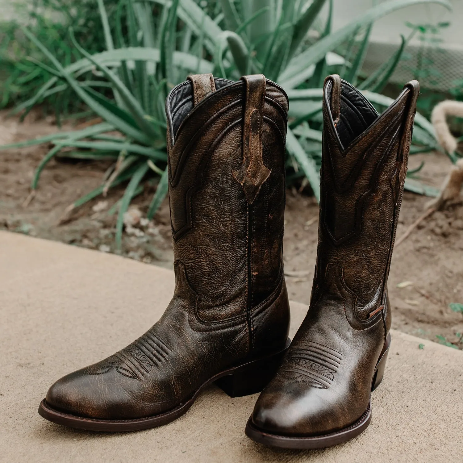 Soto Boots Mens Brown Leather Dress Round Toe Cowboy Boots H50044