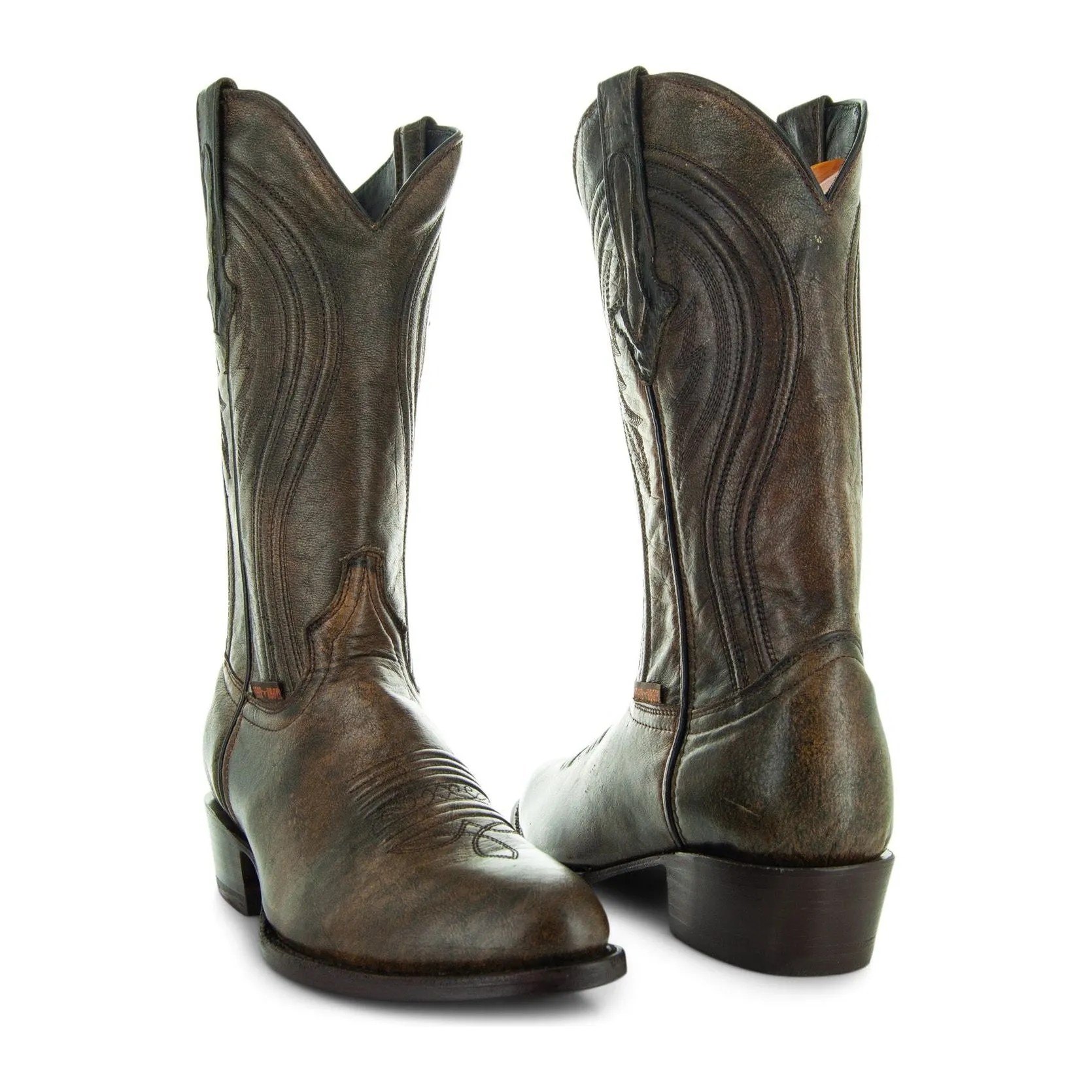 Soto Boots Mens Brown Leather Dress Round Toe Cowboy Boots H50044