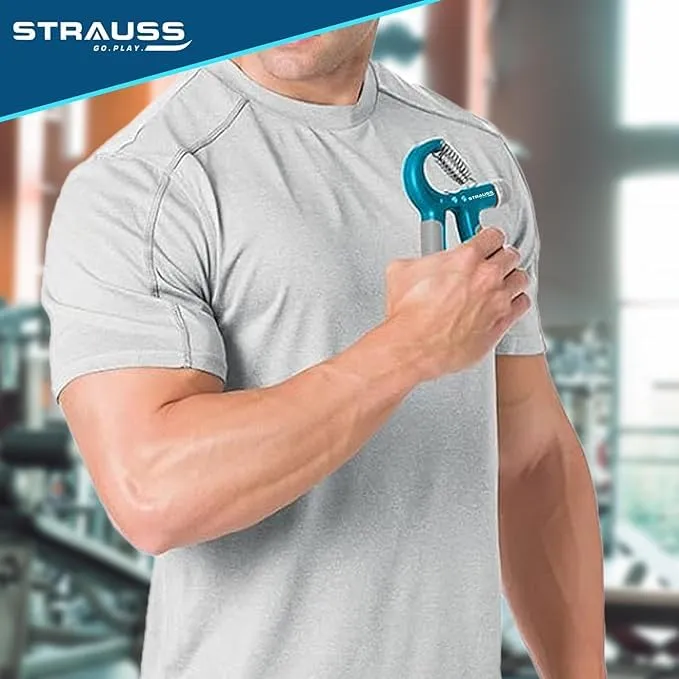 Strauss Adjustable Hand Grip| Adjustable Resistance (10KG - 40KG) | Hand Gripper for Home & Gym Workouts | Perfect for Finger & Forearm Hand Exercises & Strength Building (Black/Blue) Pack of 3