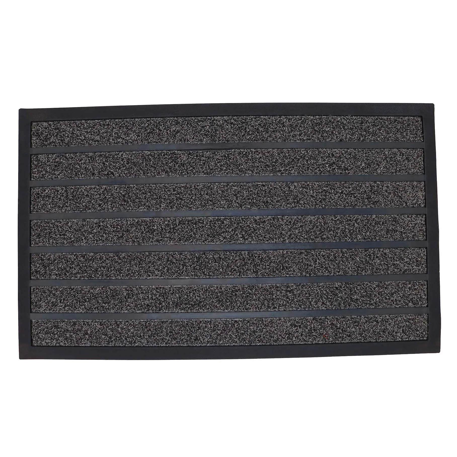 Striped Design Entryway Mat - Black & Grey 750 X 450