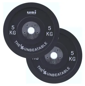 USI UNIVERSAL Olympic Weight Plates, BPHC 5Kg Pair Olympic Bumper Weight Plates For Home Gym 51mm, Rubber & Alloy Steel, Two Piece Steel Hub Zinc Plated Olympic Hole, Ideal For Cross Training, Weight Lifting