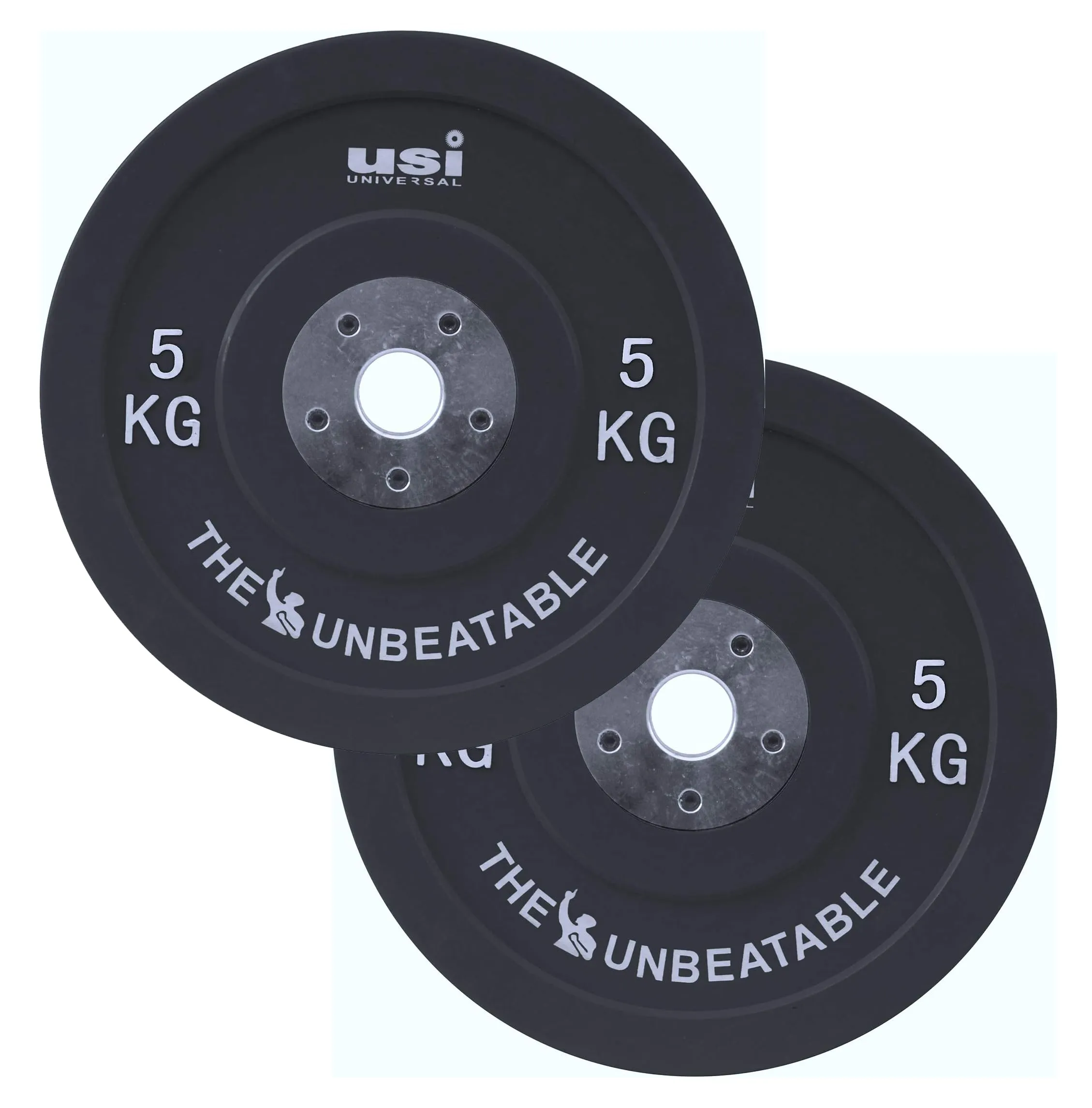 USI UNIVERSAL Olympic Weight Plates, BPHC 5Kg Pair Olympic Bumper Weight Plates For Home Gym 51mm, Rubber & Alloy Steel, Two Piece Steel Hub Zinc Plated Olympic Hole, Ideal For Cross Training, Weight Lifting