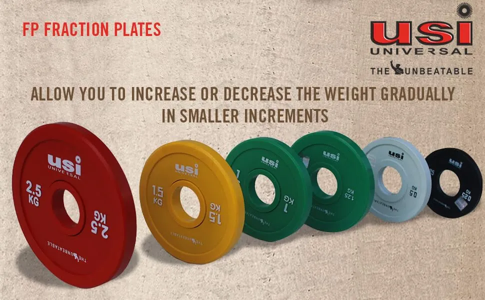 USI UNIVERSAL Weight Plates, FP 2.5Kg Fraction Olympic Weight Plates For Home Gym, Steel & PVC Constructions, Olympic Hole 51mm, Ideal For Cross Training, Weight Lifting