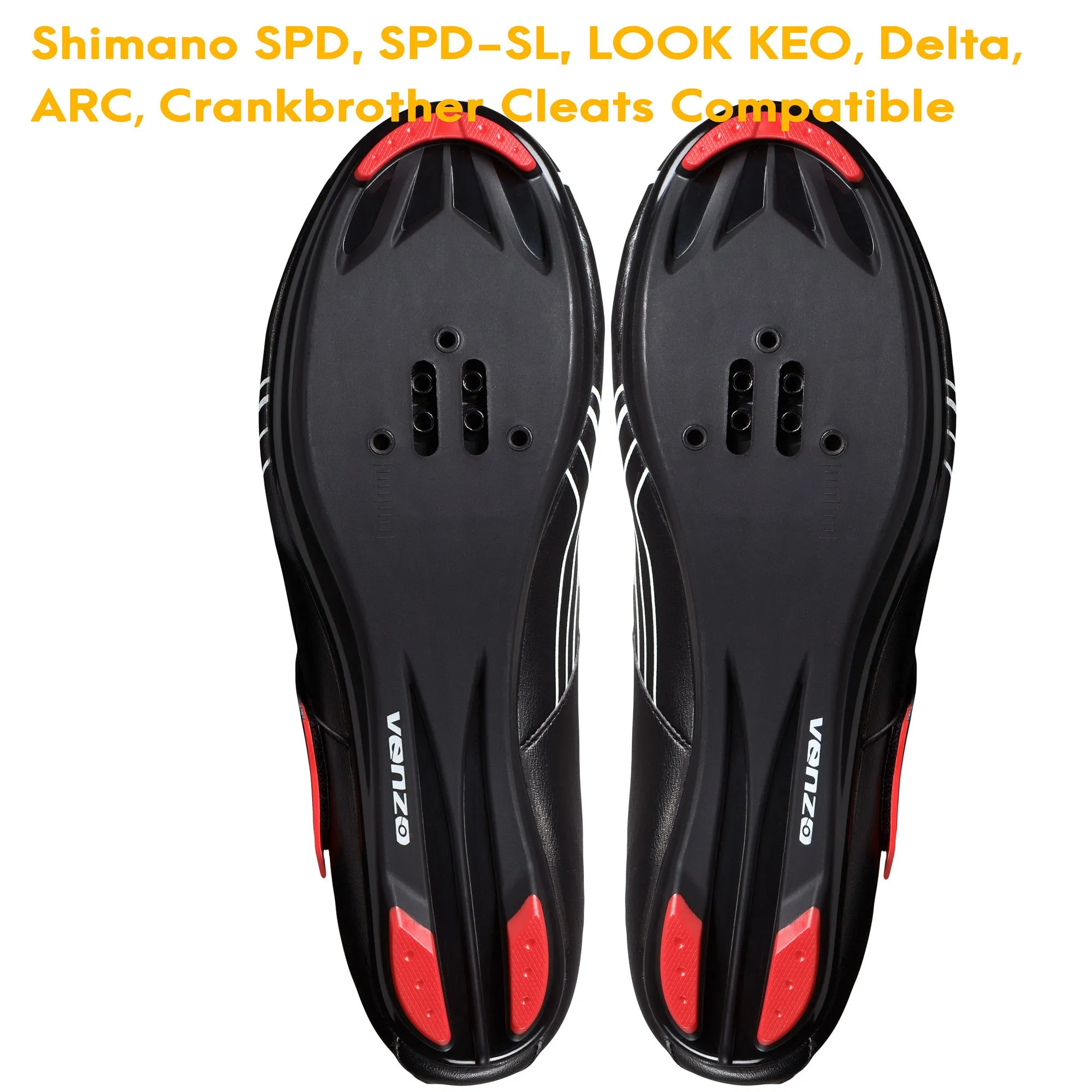 Venzo Quality Men's Bike Bicycle Road Cycling Triathlon Shoes with Clipless Sealed Bearing Look Delta Compatible Pedals & Cleats