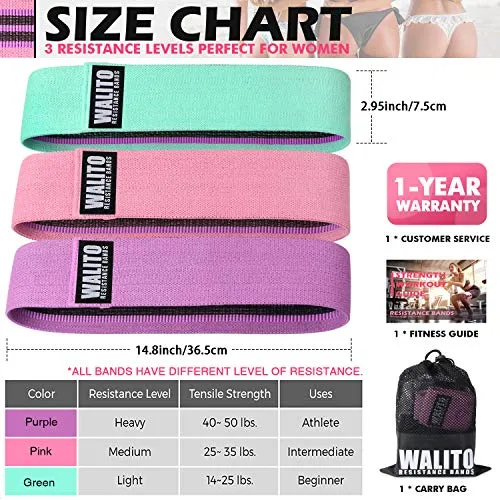 Walito Resistance Bands for Legs and Butt,Exercise Bands Set Booty Bands Hip Bands Wide Workout Bands Sports Fitness Bands Resistance Loops Band Anti Slip Elastic (Set 3)